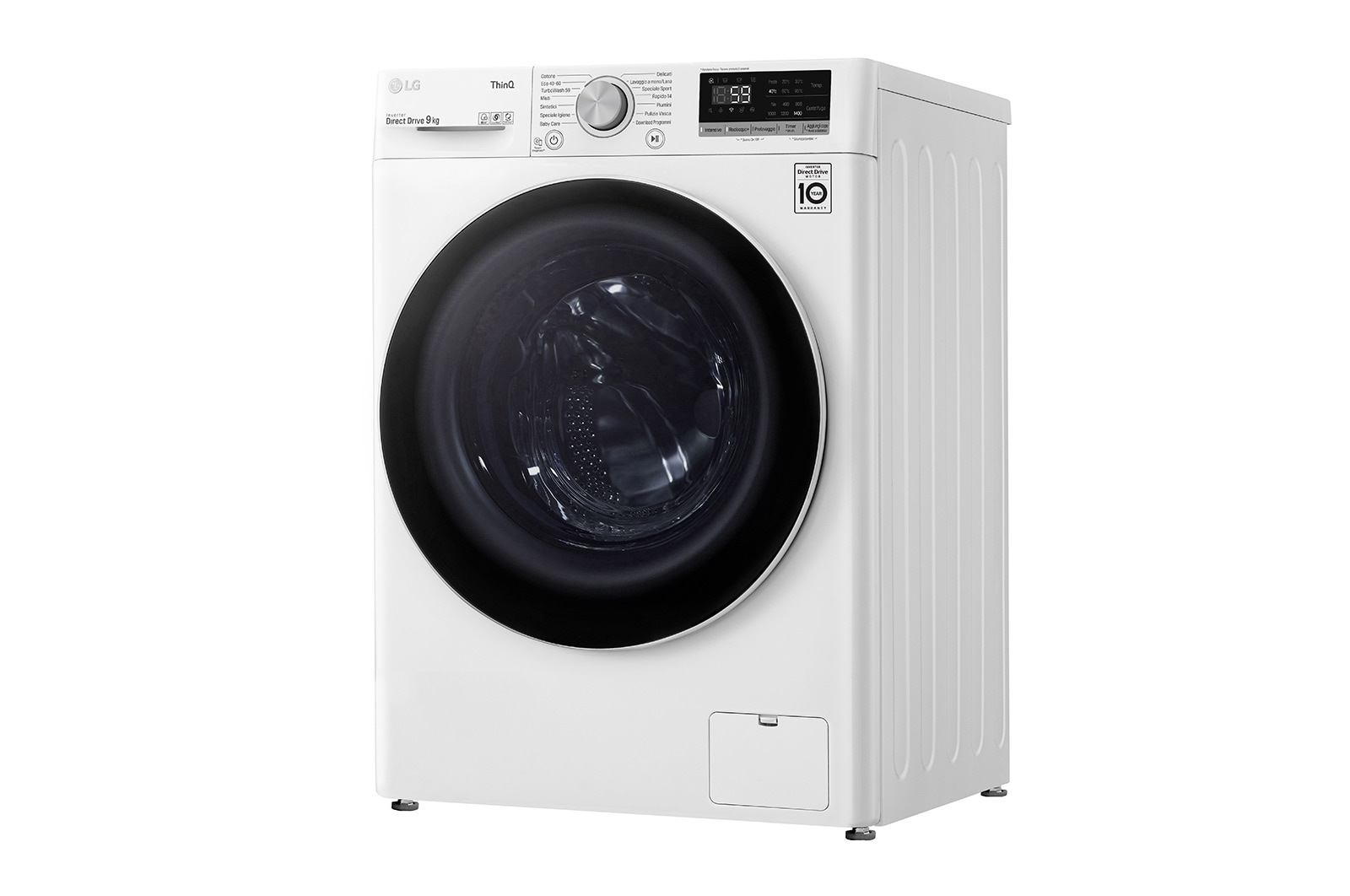 LG Lavatrice 9kg AI DD™ | Serie V5 Classe B | 1400 giri, TurboWash, Inverter Direct Drive, Wi-Fi | White, F4WV509N0E