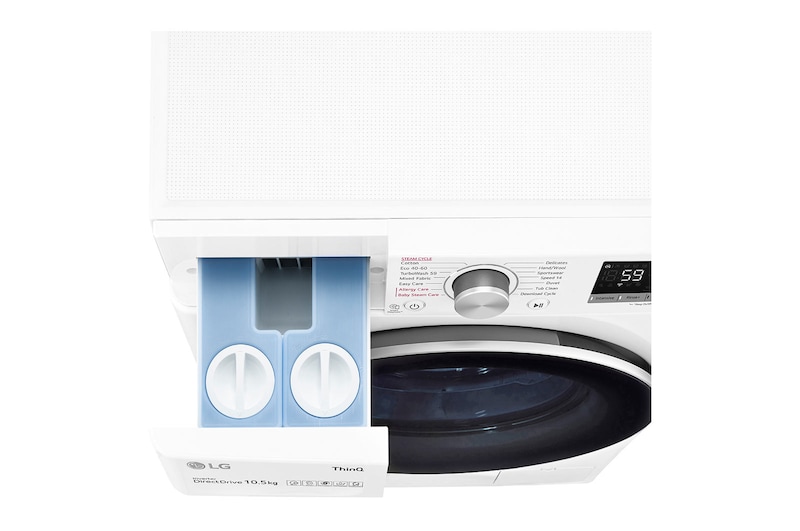 LG Lavatrice 9kg AI DD™ | Serie V5 Classe B | 1400 giri, TurboWash, Autodosaggio, Vapore, Wi-Fi | White, F4WV509S1EA
