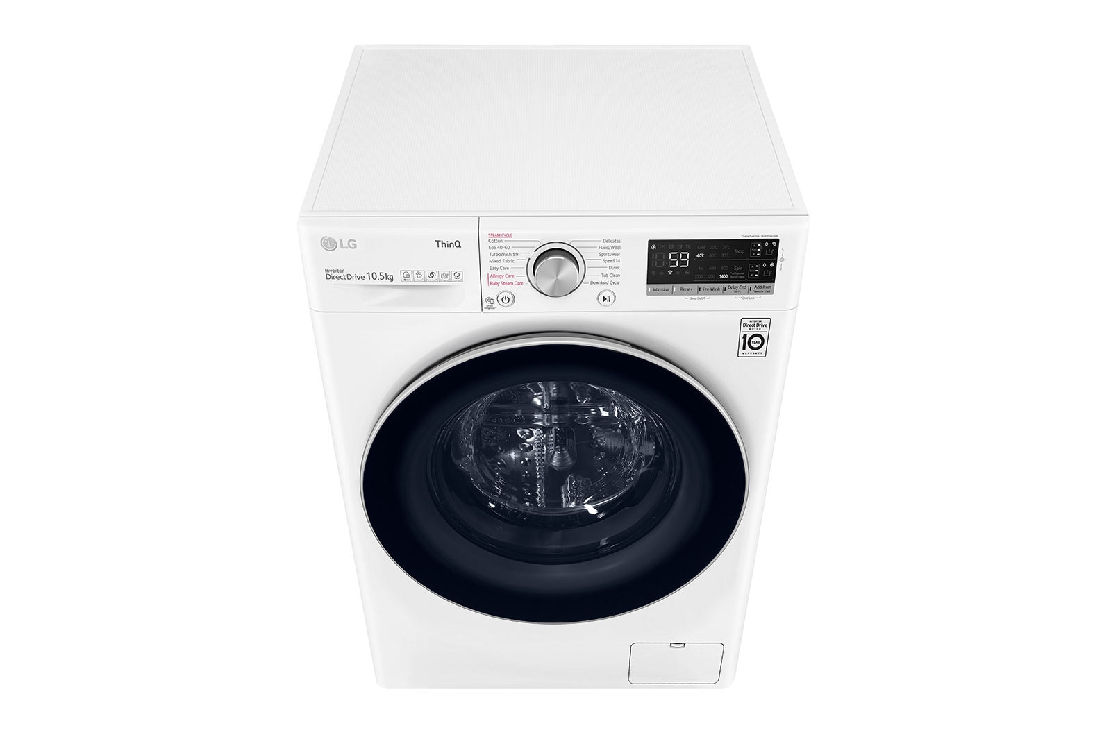 LG Lavatrice 9kg AI DD™ | Serie V5 Classe B | 1400 giri, TurboWash, Autodosaggio, Vapore, Wi-Fi | White, F4WV509S1EA