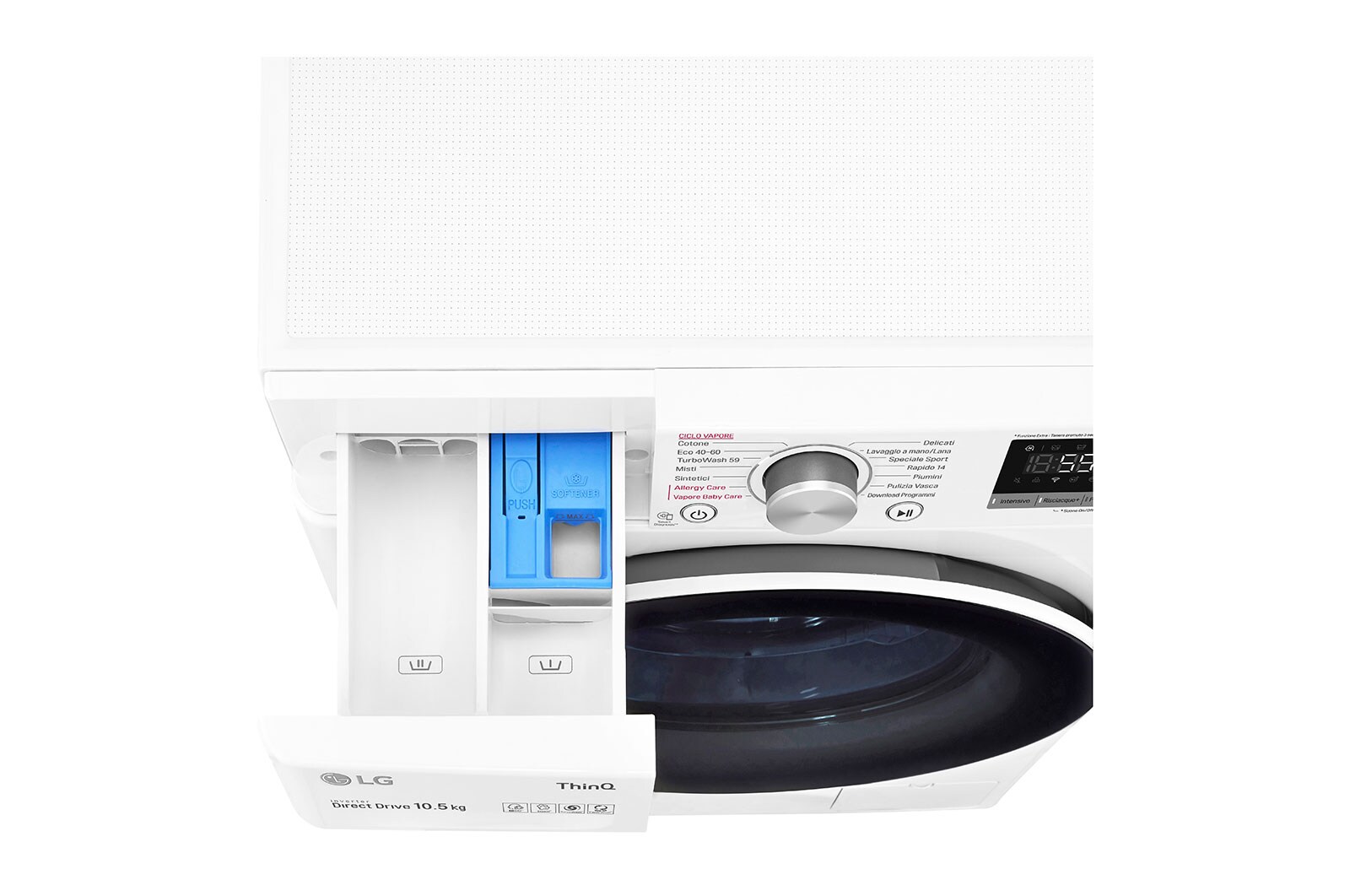 LG Lavatrice 10,5kg AI DD™ | Serie V5 Classe B | 1400 giri, TurboWash, Lavaggio a vapore, Wi-Fi | White, F4WV510S0E