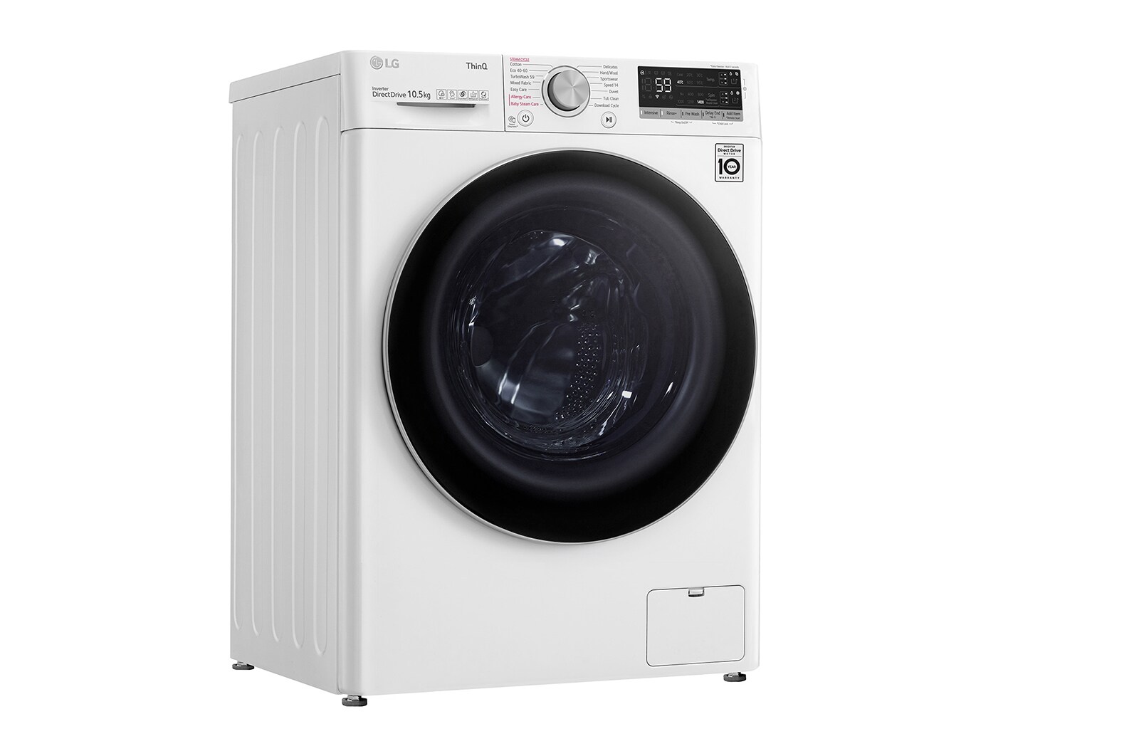 LG Lavatrice 10,5kg AI DD™ | Serie V5 Classe B | 1400 giri, TurboWash, Lavaggio a vapore, Wi-Fi | White, F4WV510S1EA