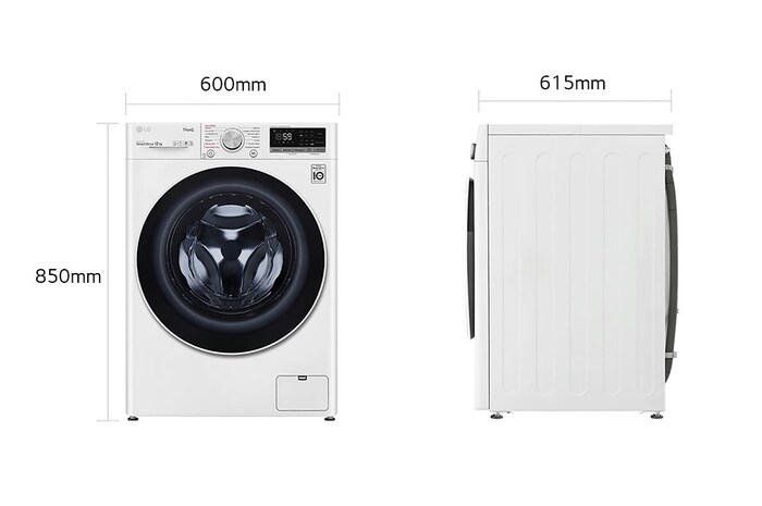 LG Lavatrice 12kg AI DD™ | Serie V5 Classe B | 1400 giri, TurboWash, Lavaggio a vapore, Wi-Fi | White, F4WV512S0E