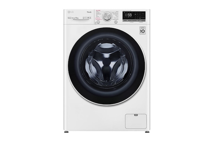 LG Lavatrice 12kg AI DD™ | Serie V5 Classe B | 1400 giri, TurboWash, Lavaggio a vapore, Wi-Fi | White, F4WV512S0E