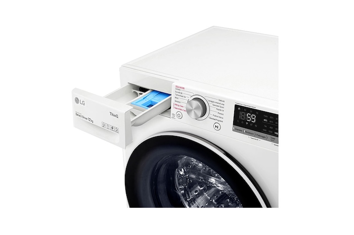 LG Lavatrice 12kg AI DD™ | Serie V5 Classe B | 1400 giri, TurboWash, Lavaggio a vapore, Wi-Fi | White, F4WV512S0E