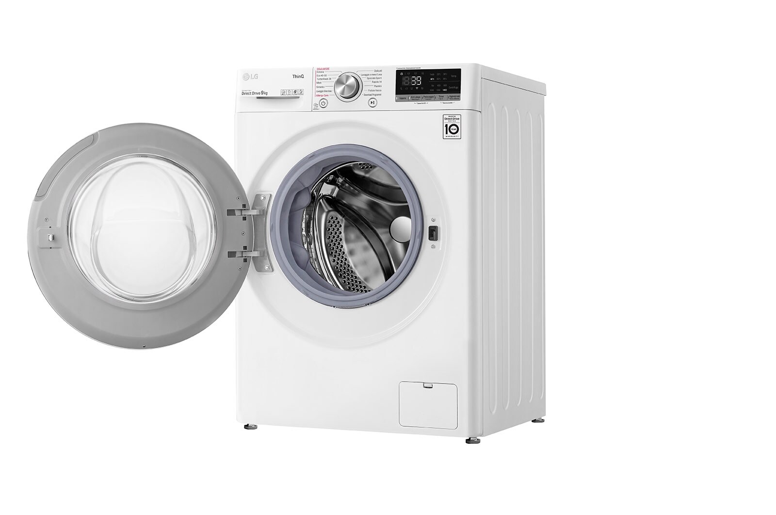 LG Lavatrice 9kg AI DD™ | Serie V7 Classe A/A/A | 1400 giri, TurboWash 360, Lavaggio a vapore, Wi-Fi | White, F4WV709S2E