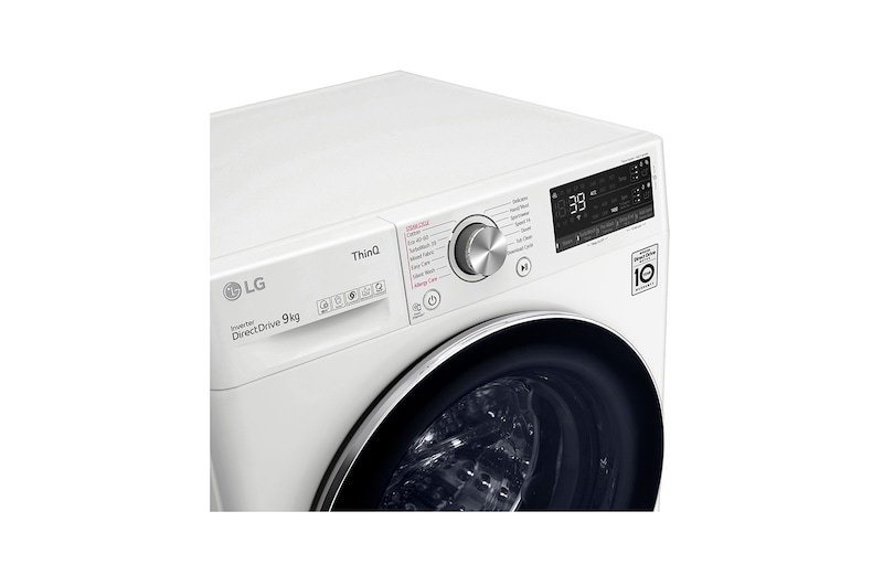 LG Lavatrice 9kg AI DD™ | Serie V7 Classe A/A/A | 1400 giri, TurboWash 360, Autodosaggio, Vapore, Wi-Fi | White, F4WV709S2EA