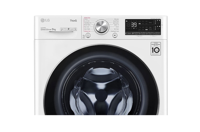LG Lavatrice 9kg AI DD™ | Serie V7 Classe A/A/A | 1400 giri, TurboWash 360, Autodosaggio, Vapore, Wi-Fi | White, F4WV709S2EA