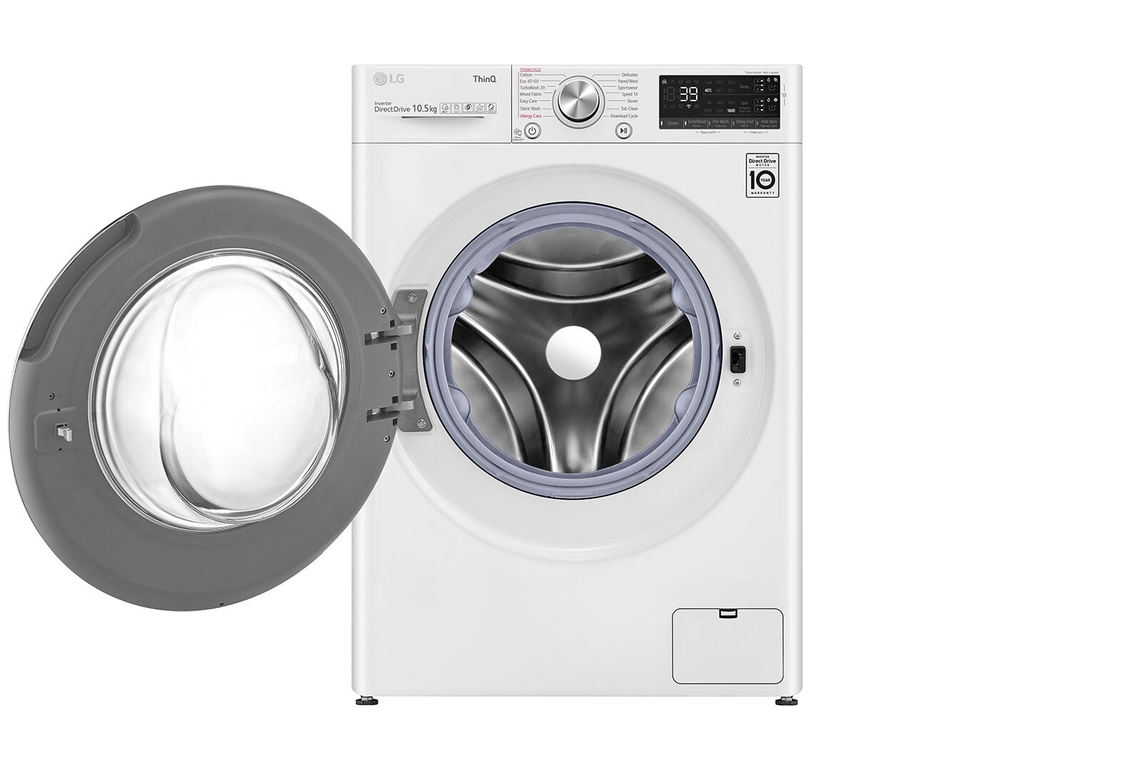 LG Lavatrice 10,5kg AI DD™ | Serie V7 Classe AAA | 1400 giri, TurboWash 360, Autodosaggio, Vapore, Wi-Fi | White, F4WV710S2EA