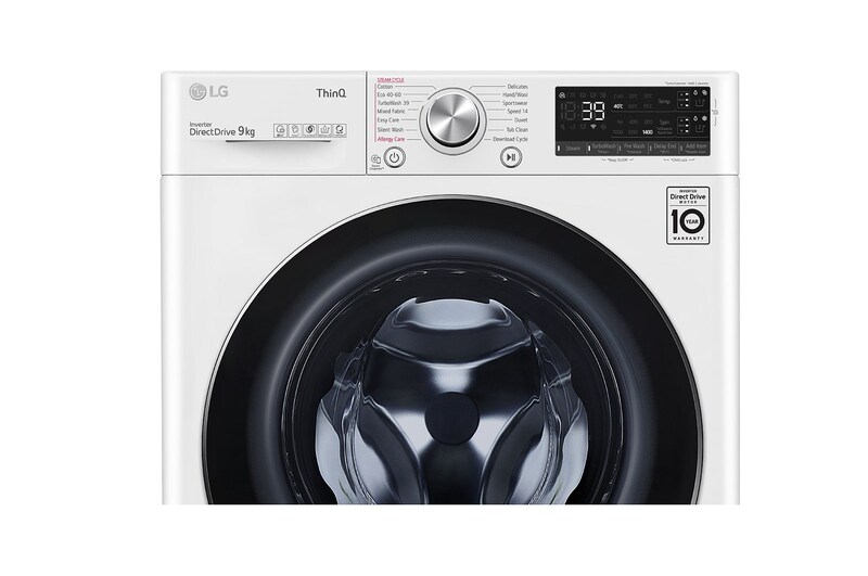 LG Lavatrice 9kg AI DD™ | Serie V7 Classe A | 1600 giri, TurboWash 360, Autodosaggio, Vapore, Wi-Fi | White, F6WV709S2EA