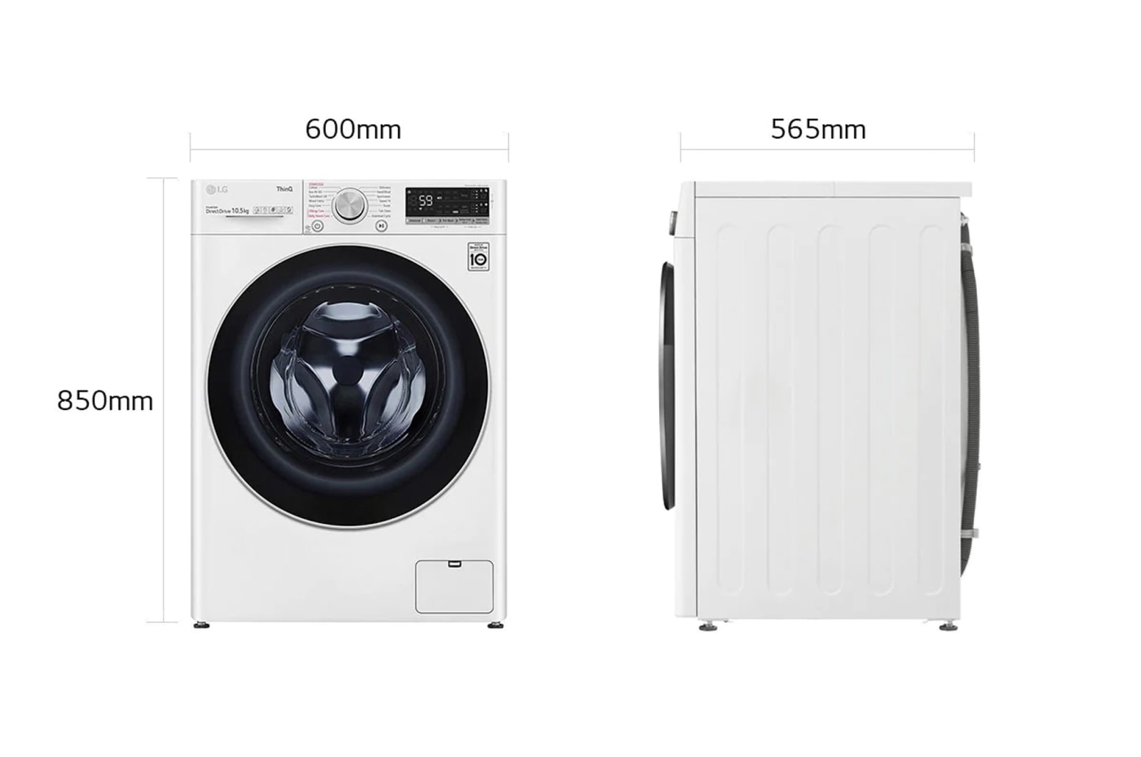 LG Lavatrice 10,5kg AI DD™ | Serie V7 Classe A | 1600 giri, TurboWash 360, Autodosaggio, Vapore, Wi-Fi | White, F6WV710S2EA