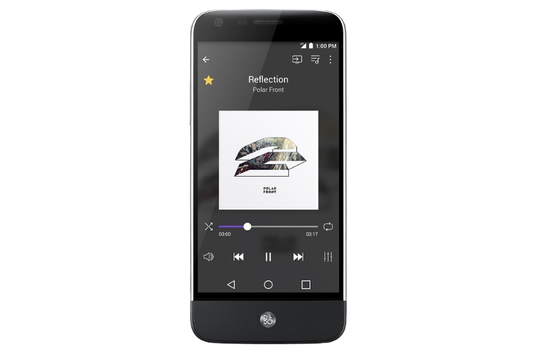 Vista frontale di LG Hi-Fi Plus with B&amp;O PLAY Modulo per LG G5 DAC 32it Hi-Fi Amplificatore integrato Elegante design LG Hi-Fi Plus (AFD-1200)