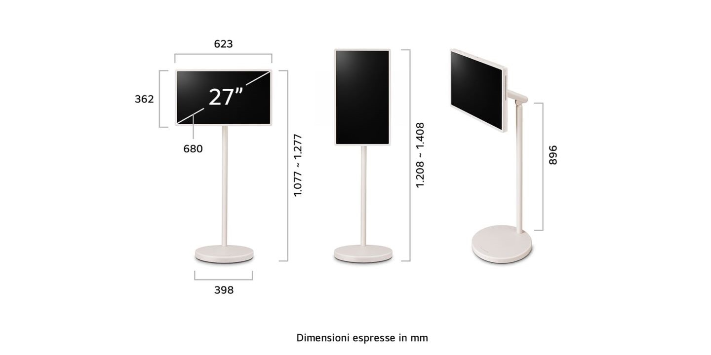 Dimensioni di StanbyMe 2, lo schermo portatile LG