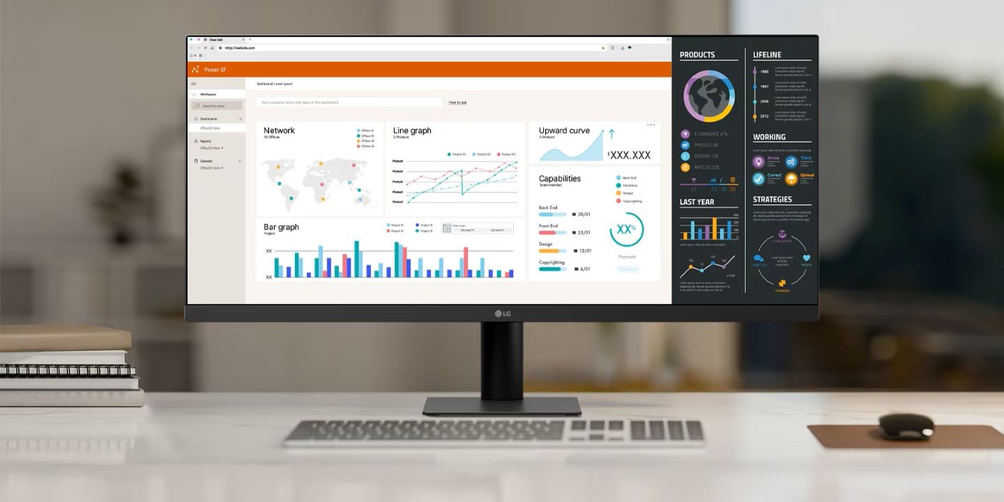 tra gli accessori da ufficio c'è un buon monitor LG ultrawide