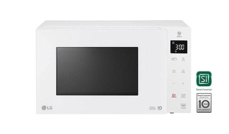 LG Microonde 25 litri, potenza 1000W | Grill e Frittura leggera, Smart Inverter, Bianco, MH6535GPH