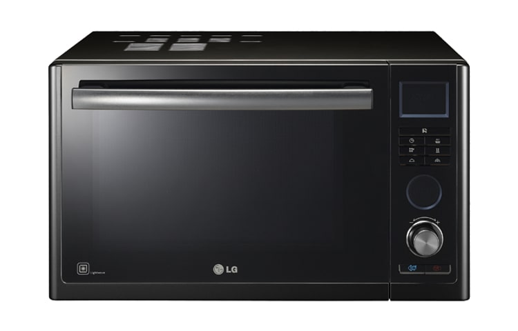 Vista frontale di Forno a microonde con Tecnologia Lightwave™, ventilato, 32 litri con kit vapore Steam Chef MJ3281BF