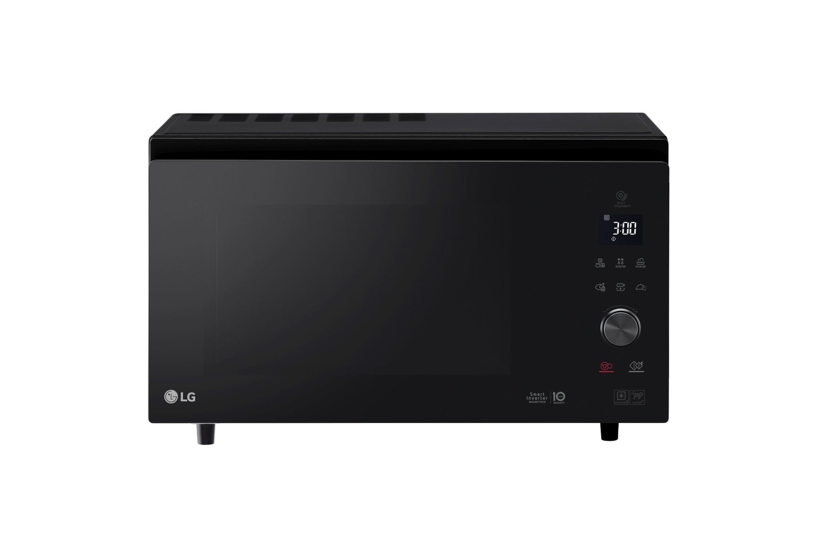 Vista frontale di Microonde combinato 39 litri, potenza 1100W | Frittura leggera, Smart Inverter, Nero Fumè MJ3965BPB