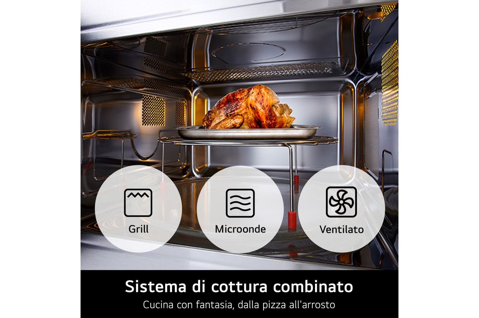 Sistema di cottura combinato del forno Microonde LG modello MJ3965BPB