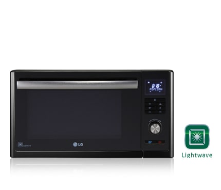 Vista frontale di LG Microonde Grill 23 litri Lightwave Cottura a vapore Colore Nero ML2381FP