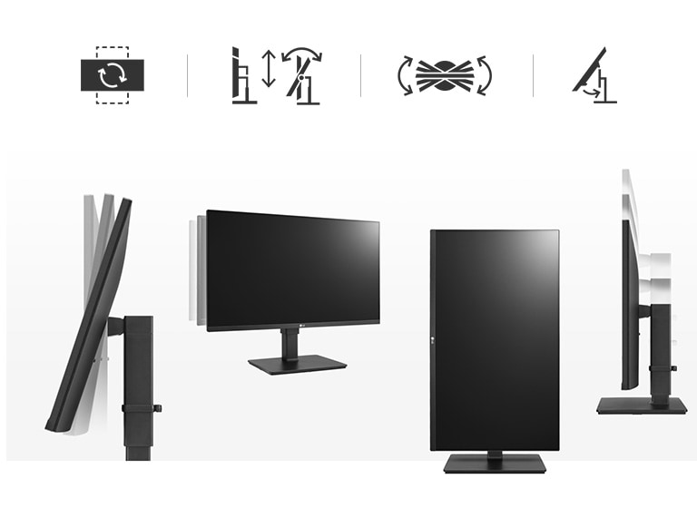 caratteristiche ergonomiche del supporto regolabile in altezza, inclinazione, giro e rotazione, con supporto a scatto per eseguire l’installazione in modo comodo