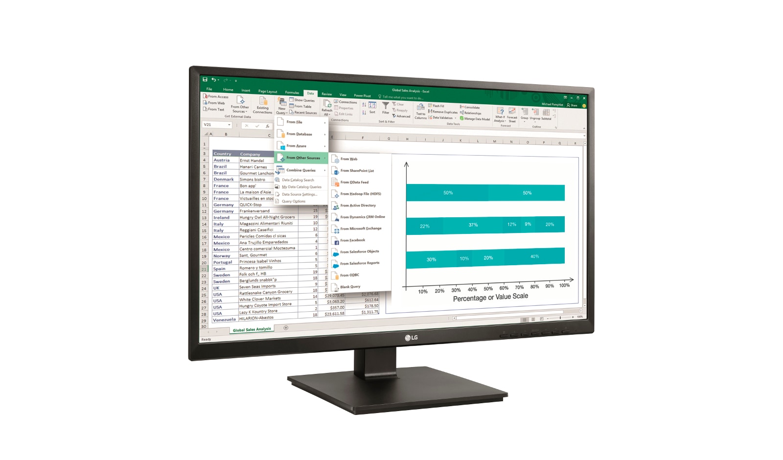 LG Monitor PC IPS 24" 16:9 Full HD Linea Office Pivot, 24BK550Y-B