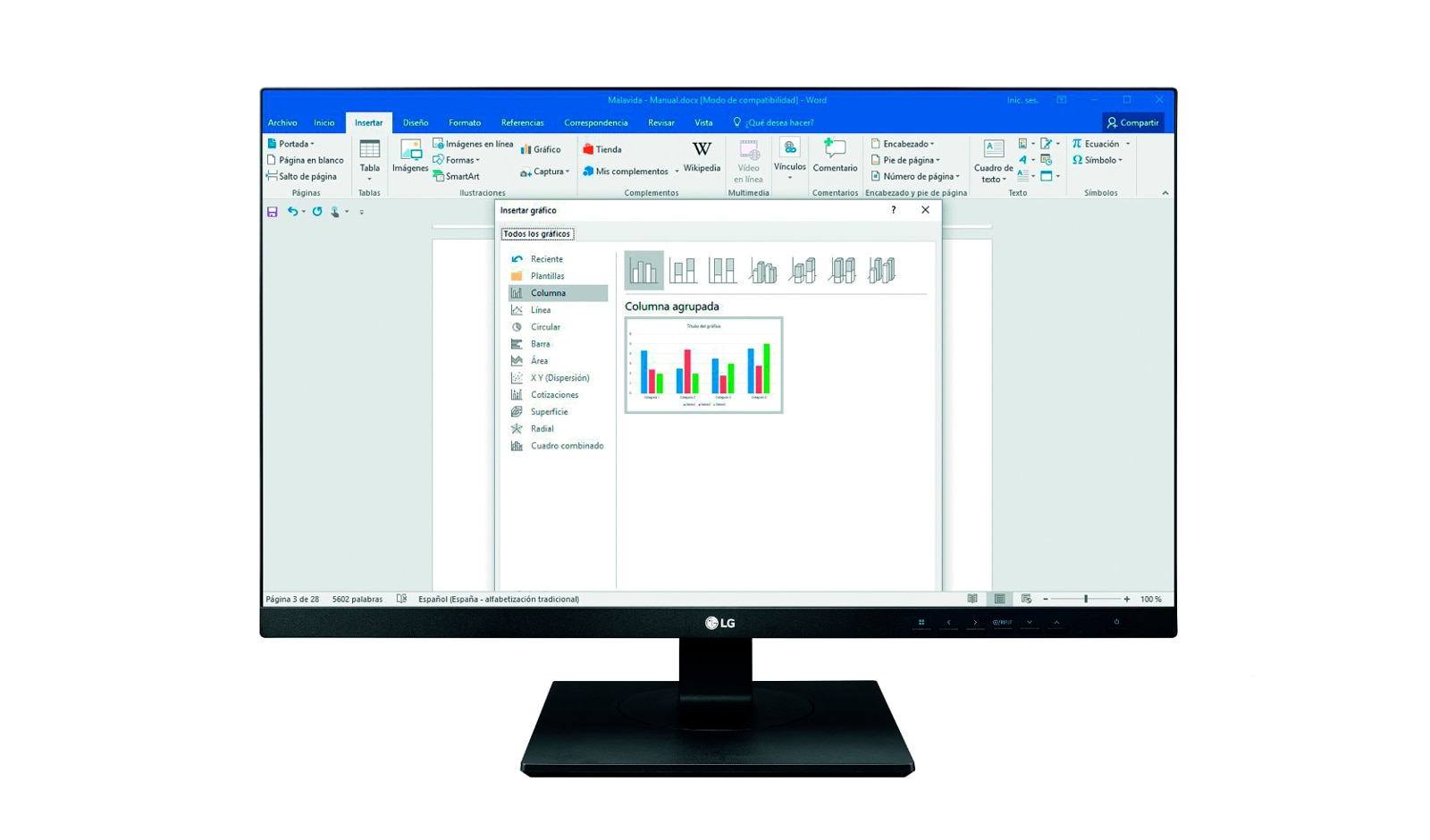 Vista frontale di LG Monitor PC IPS 24&#34; 16:9 Full HD Linea Office Design Cinema Screen  Pivot 24BK750Y-B