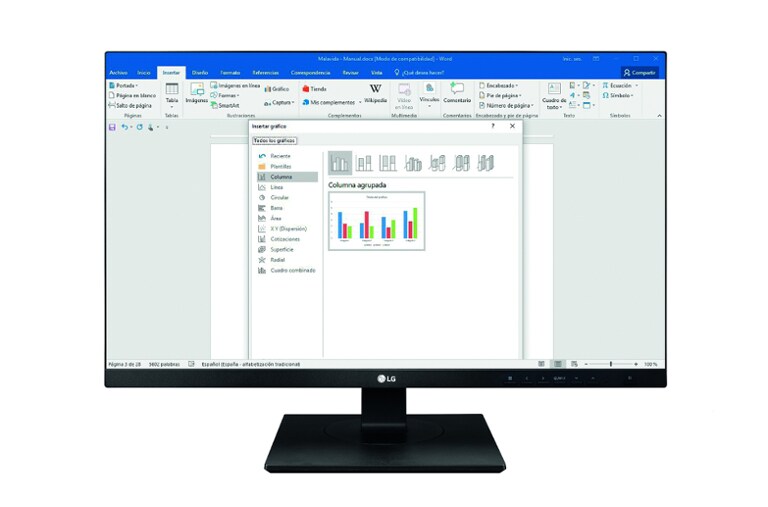 Vista frontale di LG Monitor PC IPS 24&#34; 16:9 Full HD Linea Office Design Cinema Screen  Pivot 24BK750Y-B