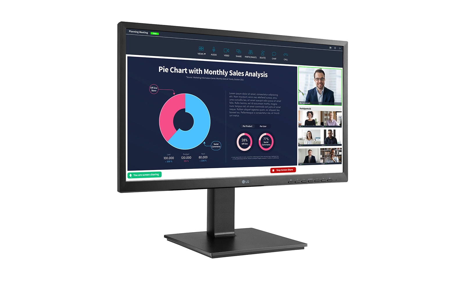 LG Monitor Professionale IPS 24'' Full HD USB-C Speaker e Webcam integrati, 24BP750C-B
