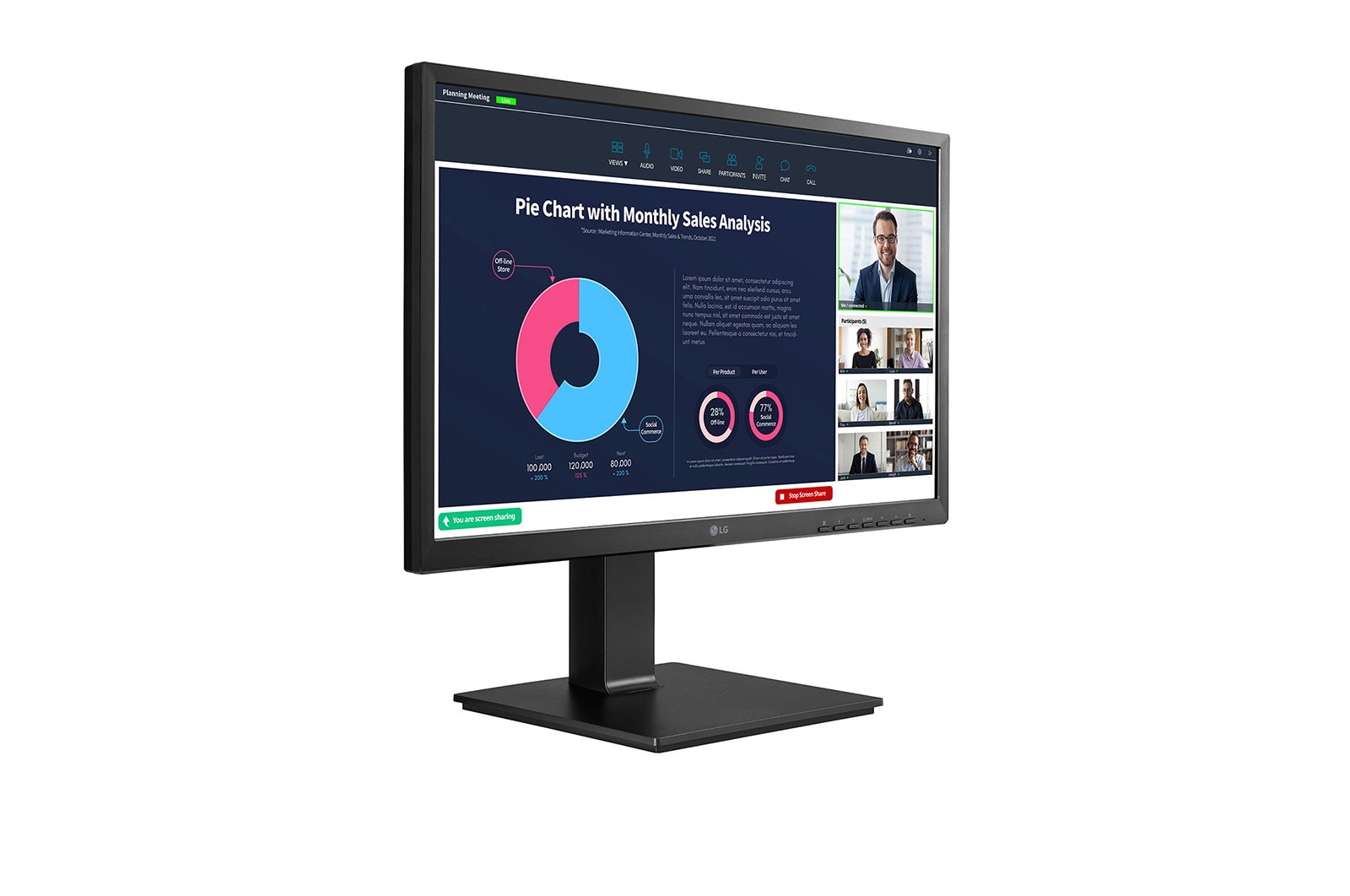 LG Monitor Professionale IPS 24'' Full HD USB-C Speaker e Webcam integrati, 24BP75CP-B