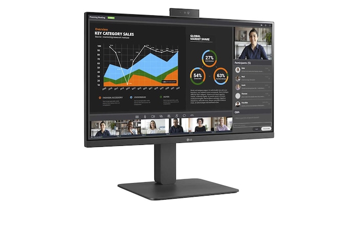 LG Business | Monitor Docking 24" | Full HD, IPS, USB-C, RJ45, Webcam e Speaker integrati, 24BR750C-C