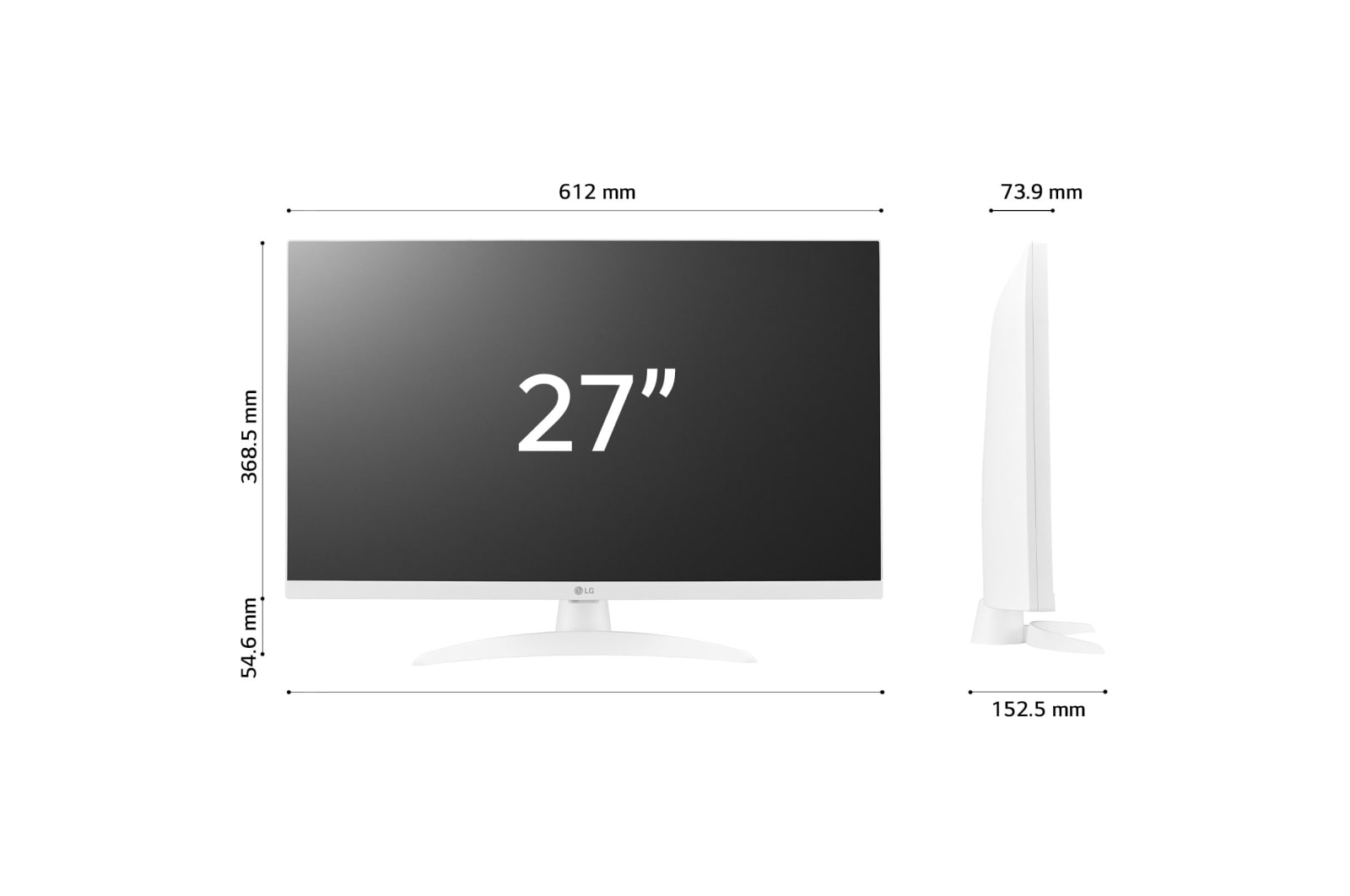 LG Full HD | TV 27" Serie TQ615S | Full HD, IPS, smart TV webOS 22, Bianco, 27TQ615S-WZ