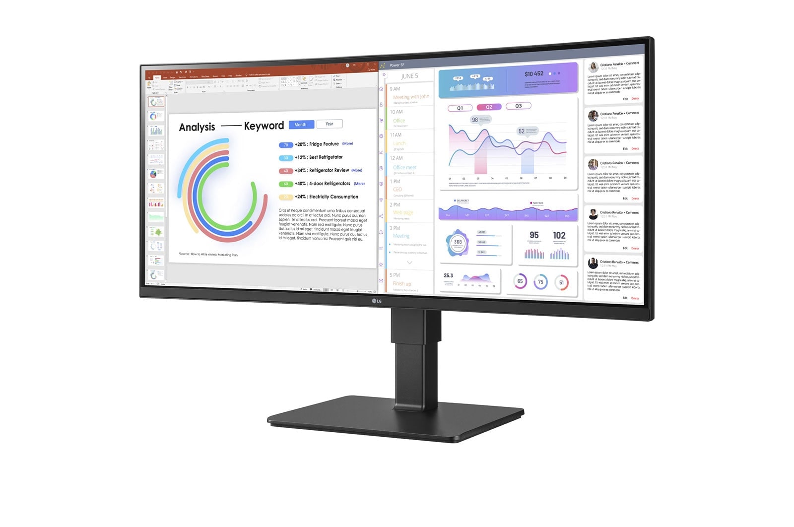 LG Business | Monitor Docking 34" | Quad HD 21:9 Curvo, IPS, USB-C, RJ45, Speaker integrati, 34BQ77QB-B