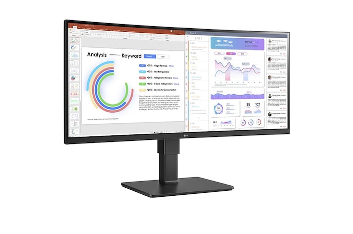 LG Business | Monitor Docking 34" | Quad HD 21:9 Curvo, IPS, USB-C, RJ45, Speaker integrati, 34BQ77QB-B