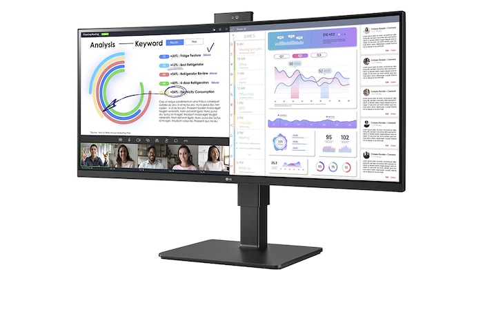 LG Business | Monitor Docking 34" | Quad HD 21:9 Curvo, IPS, USB-C, RJ45, Webcam e Speaker integrati, 34BQ77QC-B