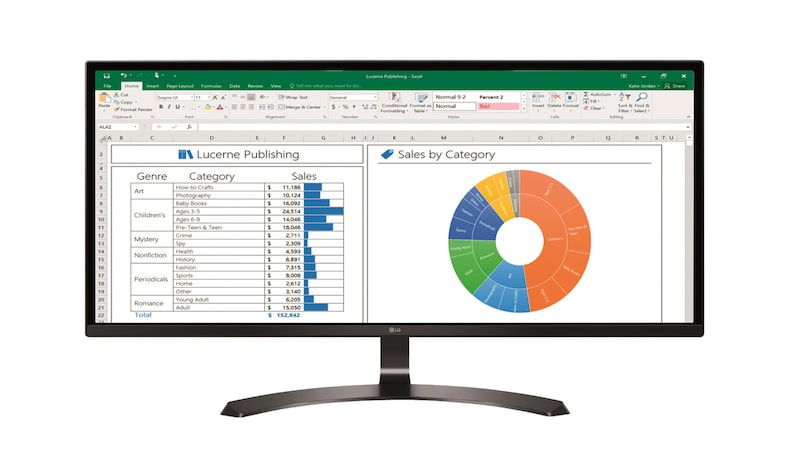 Vista frontale di LG Monitor PC IPS 34" 21:9 Full HD Piatto 34UM59