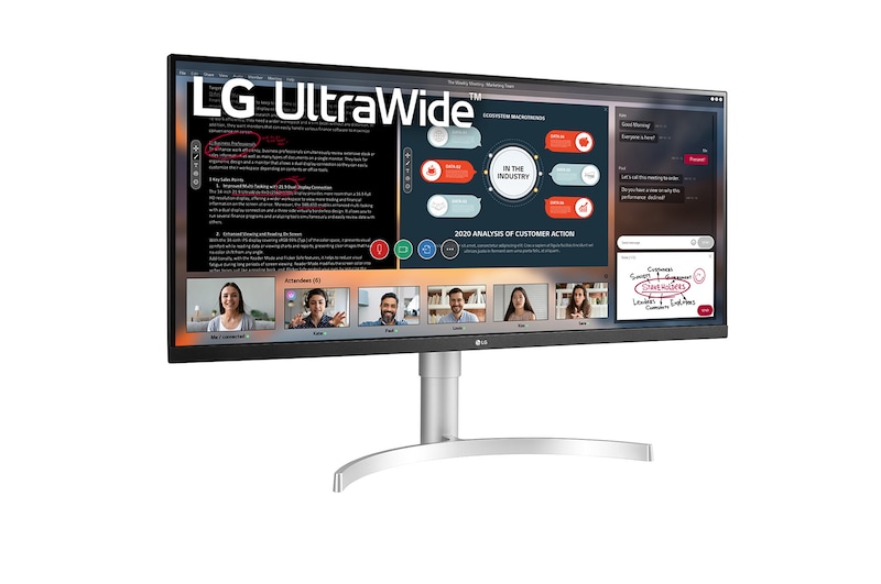 LG Monitor UltraWide IPS 34" 21:9 Full HD HDR 400, 34WN650-W