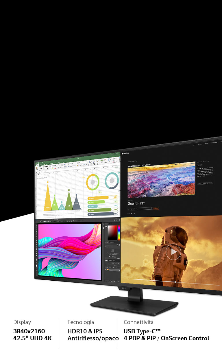 Ampio display 4K perfetto per il multitasking