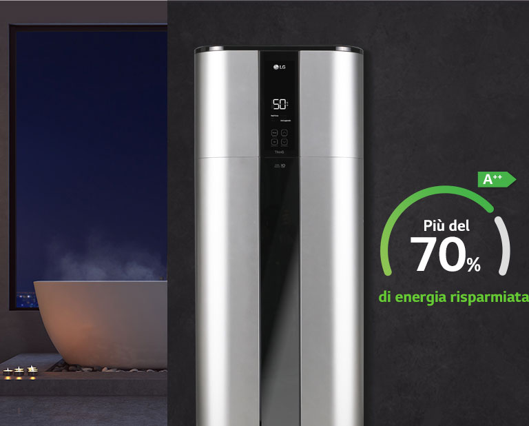 Il nuovo scaldacqua a pompa di calore inverter di LG assicura oltre il 70% di risparmio energetico.