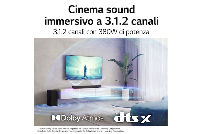 LG Soundbar per TV con audio a 3.1.2 canali LG, S75Q