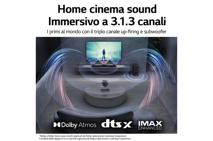 LG Soundbar S80QY I 480W I 3.1.3 canali I Meridian, Dolby Atmos, AI Sound Pro, Wi-Fi, S80QY