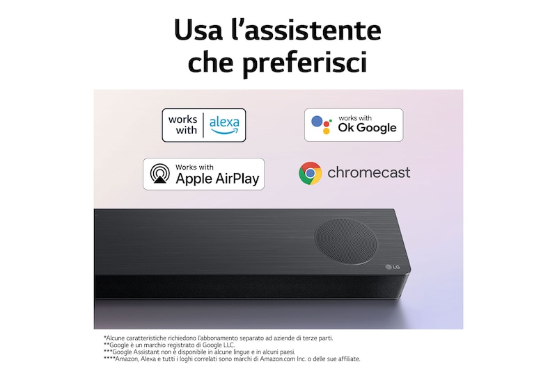 LG Soundbar S80QY I 480W I 3.1.3 canali I Meridian, Dolby Atmos, AI Sound Pro, Wi-Fi, S80QY