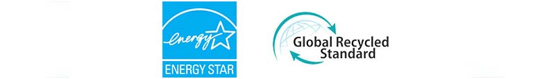 From left ENERGY STAR (logo),  Global Recycled Standard (logo)