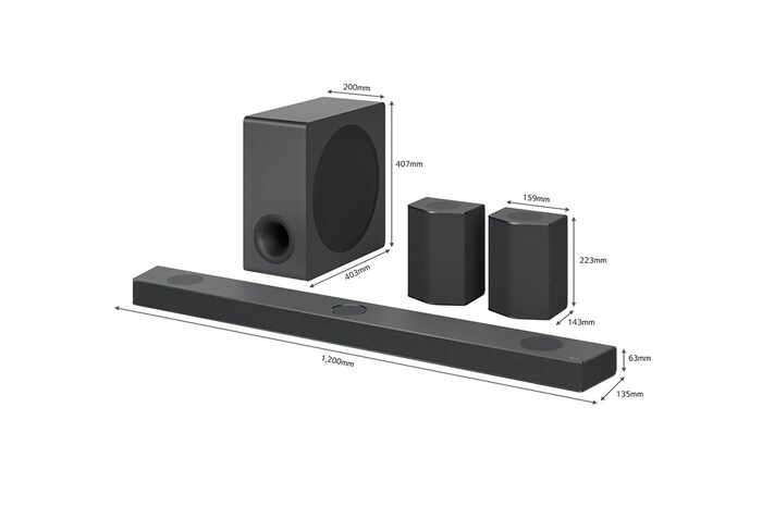 LG Soundbar S95QR I 810W I 9.1.5 canali I Meridian, Dolby Atmos, AI Sound Pro, Wi-Fi, S95QR
