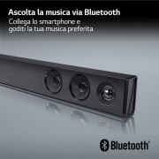 LG Soundbar SQC2 I 300W I 2.1 canali I Dolby Digital, Subwoofer wireless, Bluetooth, USB, Ottico, Jack 3,5mm, SQC2