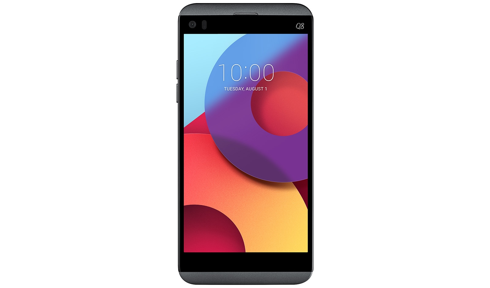 Vista frontale di LG Q8 Smartphone Display 5.2&#34; Assistant screen Doppia fotocamera grandangolare Resistente all&#39;acqua LGH970