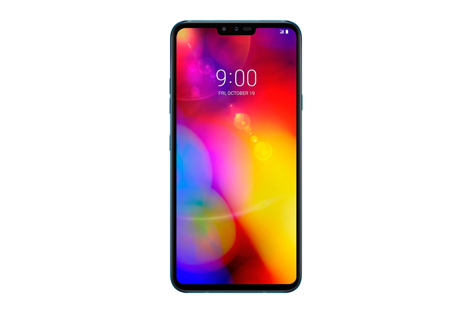 Vista frontale di LG V40 ThinQ Dual SIM Smartphone I.A. Display OLED FullVision 6.4&#34; 5 fotocamere Audio professionale LMV405EBW