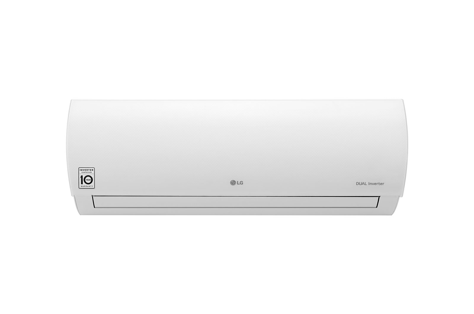 Vista frontale di DUALCOOL Climatizzatore Inverter 9000 BTU, PRESTIGE PLUS, Efficienza energetica, Wi-Fi ThinQ, Ionizzatore H09AP