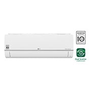 Vista frontale di DUALCOOL Climatizzatore Inverter 9000 BTU, LIBERO PLUS, Wi-Fi ThinQ, Filtro doppia protezione, Comfort Air PC09SQ
