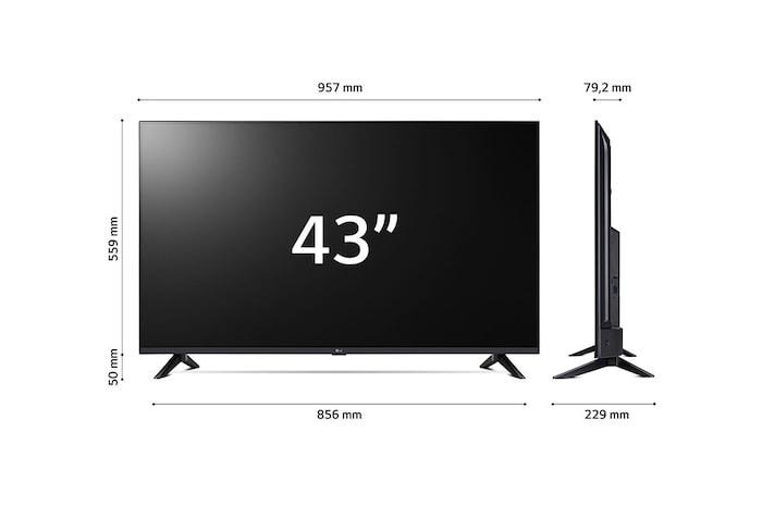 LG TV UHD | Serie UR74 43'' | 4K, α5 Gen6, HDR10, 20W, 3 HDMI, Game Optimizer, Wi-Fi 5, Smart TV WebOS 23, 43UR74006LB