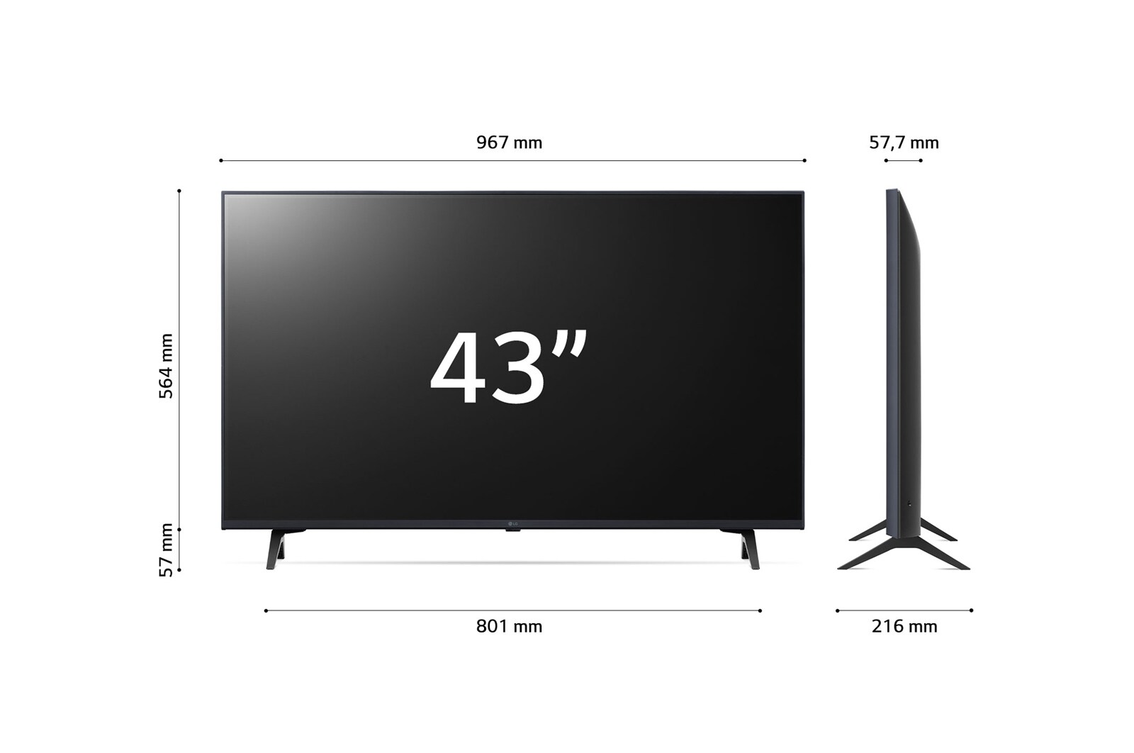 LG TV UHD | Serie UR80 43'' | 4K, α5 Gen6, HDR10, 20W, 3 HDMI, Game Optimizer, Wi-Fi 5, Smart TV WebOS 23, 43UR80006LJ