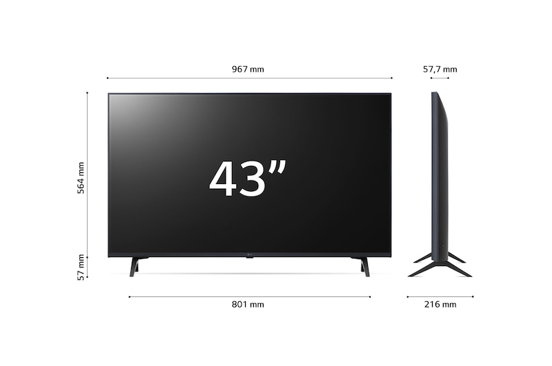 LG TV UHD | Serie UR80 43'' | 4K, α5 Gen6, HDR10, 20W, 3 HDMI, Game Optimizer, Wi-Fi 5, Smart TV WebOS 23, 43UR80006LJ